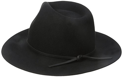 Brixton Men's Wesley Medium Brim Felt Fedora Hat, black, Medium