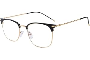 Shiratori Vintage Retro Half Frame Horn Rimmed Optics 43mm Clear Lens Glasses