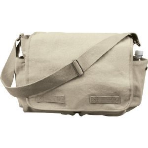 Khaki classic army messenger heavy weight shoulder bag