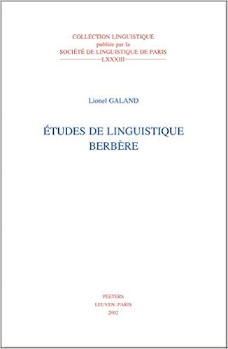 Amazon Fr Etudes De Linguistique Berbere Galand L Livres
