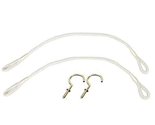Set of 2 Strong Curtain and Drapery Tiebacks with Hooks, 23" Long, Ivory
