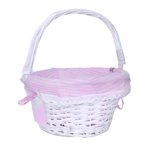 Oypeip Easter Basket Gift Basket Oval Willow Round Wicker Storage Basket With One Drop Down Handle Easter Baskets for Kids Fabric Cotton Linen For Office, Bedroom, Closet, Toys