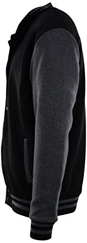 ChoiceApparel Mens Baseball Varsity Jacket with Detachable Hoodie (2XL, 111-Black/Charcoal)