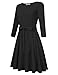 MISSKY Women's Round Neck Long Sleeve Fit and Flare Casual Business Swing Cocktail Autumn Dress with Belt Black S