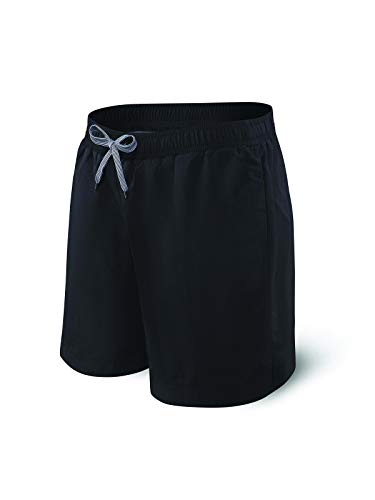 Saxx Men's Swim Shorts - Cannonball 2N1 Long Swim Trunks with Pockets - Board Shorts with Mesh Liner,Blackout,Medium - Thumbnail 4
