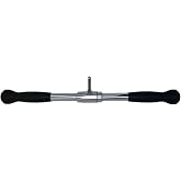 Rivotrance Tricep Press Down LAT Pull Down Bar, Curl Pulldown Attachment | Gym Equipment, Rubber Handles, Comfortable Strength Workouts, Ideal Lat Bar Cable Machine Attachment