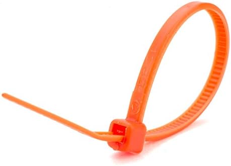 CTS Brand - 4 Inch, 18 Lb Tensile Strength, Neon Orange Nylon Cable Tie (Bag of 100)