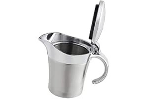 Gravy Boat, Gravy Warmer, Double Wall Stainless Steel Make, Creamer Pitcher and Caramel Sauce for Coffee, 16oz Stainless Stee