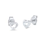 Sterling Silver Hollow Heart Stud Earrings - 4mm