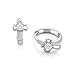 Sterling Silver Cubic Zirconia Cross Huggie Hoop Earring (0.5