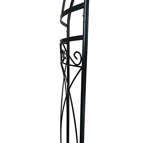 OUTOUR Stereoscopic Metal Garden Arch Arbor Arbour Archway with Graceful Curve for Climbing Plants Roses Vines, Outdoor Garden Lawn Backyard Patio, Wedding, Black