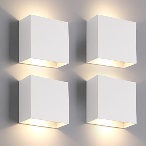 FUPE 4 Pieces Indoor Wall Light, LED Indoor Wall Lamp, Modern Up Down Wall Light 12 W Warm Light, Indoor Wall Lamp 1200 LM for Living Room, Bedroom, Hallway