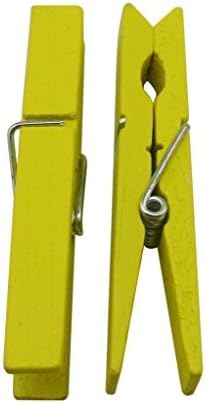 Wood Craft Clothespins with Spring 2.9" Bright Wooden Clothes Pins Yellow Pack of 40