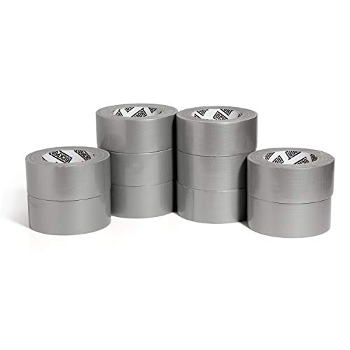 New: Heavy Duty Silver Duct Tape - 10 Roll Multi Pack Industrial Lot - 30 Yards x 2 inch Wide - Large Bulk Value Pack of Grey Original Extra Strength, No Residue, All Weather. Tear by Hand