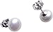 D'AMA Sterling Silver Stud Earrings, Button Freshwater Cultured Pearls AAA Quality (7.0-7.5mm)