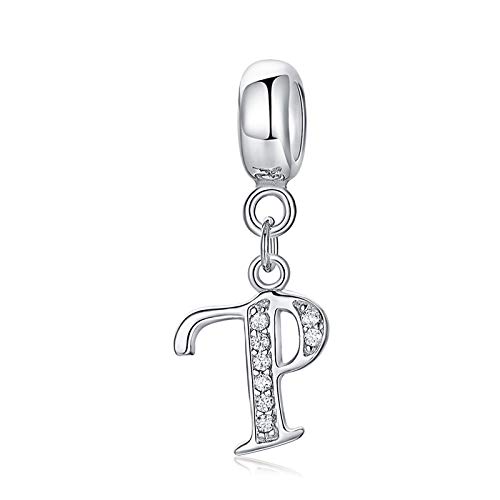 sam panda Alphabet Charms 926 Sterling Silver Letter Initial A-Z Charm Beads Fit pandora for Bracelet, Silver (P) — image 1