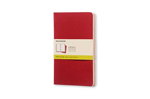 Moleskine Cahier Journal (Set of 3), Large, Plain, Cranberry Red, Soft Cover (5 x 8.25)