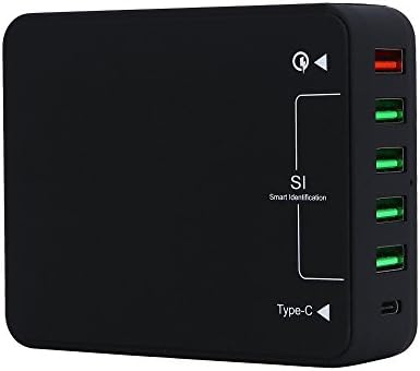 Himatch Type C Charger Multi USB Charging Station with 4 Smart USB Ports,Quick Charge 3.0 and Smart IC Identification Techlnology for Smart Phones & Tablets