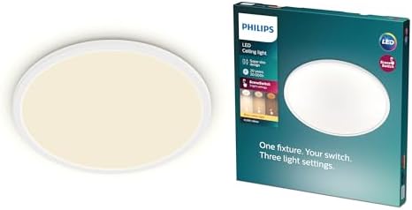 LED SceneSwitch Deckenleuchte (18 W), LED Deckenleuchte mit 3 Helligkeitsstufen und warmweißem Licht, energiesparende Raumbeleuchtung mit EyeComfort, schwarz