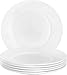 Utopia Kitchen 6-Piece Flat Edge Salad/Appetizer/Dessert Plate Set 7.25 Inches - Opal Glassware - Microwave/Oven Friendly