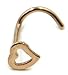 Kokkn 3 Pcs Heart Nose Studs Piercing Ornament Nose Ring Screw Stainless Steel Curved Nose Nails (Rose Gold)