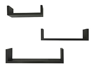 Three shelf sections with raised edges