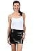 Sakkas 6924 Women's Shiny Metallic Liquid Mini Skirt - Black - Small
