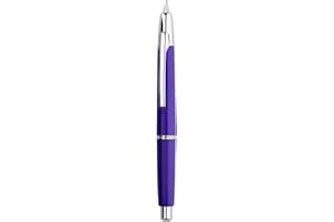EROFA Majohn A2 Press Fountain Pen Extra Fine Nib with Box, Retractable Purple Resin Ink Pen with Converter Writing Pen Set (Silver Clip Version）