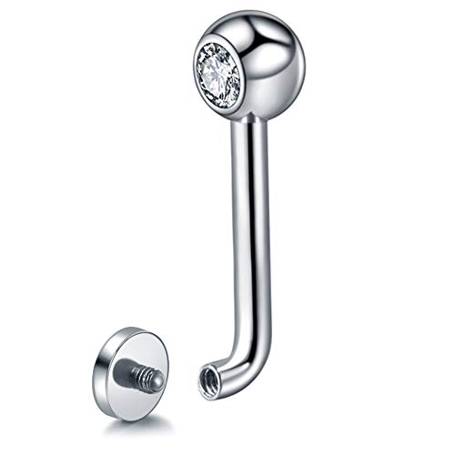 Xpircn 14G Titanium Crystal Gem Christina Bar Vertical Clitoral Hood Genital Piercing VCH Body Jewelry