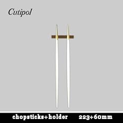 Cutipol GOA white / gold chopsticks with holder 1 piece , Professional anthorization Brand (white