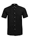 Jeopace Dress Shirts for Men,Short Sleeve,Button Down,Big and Tall,Stretch (Black, XL/195)