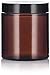 JUVITUS 4 oz Amber Glass Straight Sided Jar with Black Smooth Lid (4 Pack) Empty Storage Containers