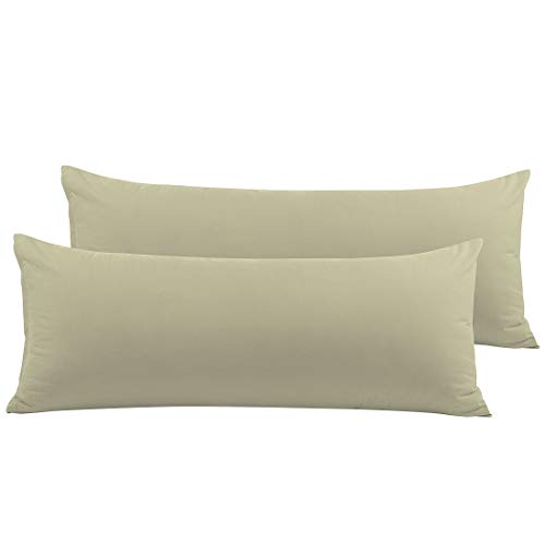 PiccoCasa 2 Pack Body Pillow Cases, Soft 100% Brushed Microfiber Pillowcase with Zipper Closure for Long Pillows Khaki 50 x 150cm/ 5ft