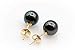 CHAULRI Real 14K Gold AAA 8-9mm Tahitian Cultured Black Pearl Stud Earrings Round - Birthday Anniversary Jewelry Gift for Women
