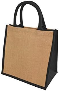 Jute Hessian Medium Deluxe (M3B) BLACK Trim Shopping Bag
