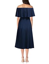 Mmondschein Vestido de gasa para mujer, estilo vintage, sin hombros, para noche o fiesta