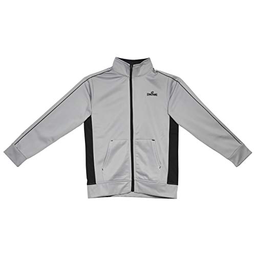 Spalding Boys Side Stripe Tricot Athletic Two-Piece Tracksuit Set Pewter 8