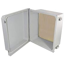 altelix 35,6 x 30,5 x 20,3 cm FRP Fibra de vidrio NEMA 4 X Box Weatherproof Enclosure con equipo placa de montaje, tapa abatible de aluminio & Acero inoxidable Cierres