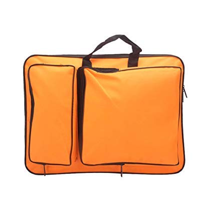 Water-Resistant Art Portfolio Carry Case Bag Backpack Student Outdoor Artist Portfolio Tote for Art Supplies Storage Drawing Board Easel Palette Sketch Paper Brushes Pencils 20" x 14.5" Orange