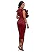 VERTTEE V Neck Ruffle Plain Bodycon Sleeveless Midi Tight Wrap Women's Party Dress Red