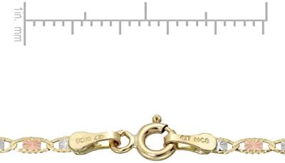 MCS Jewelry 10 Karat Three Tone Yellow Gold/White Gold/Rose Gold Necklace (16"-24")