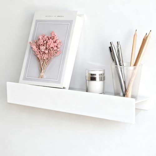 Mocrop Key Rack with Shelf, Minimalist Style, Wall Mounted Coat Rack, Modern White Hidden Hooks, Metal Coat Rack, for Hallway Bedroom Kitchen Furniture 8 Hooks