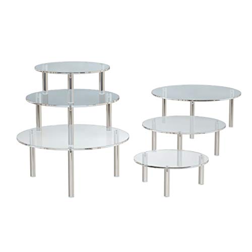 RonXer 3 Set Round Clear Acrylic Retail Display Risers Stand for Cupcake Dessert Cake Pizza Appetizers Pastries Bakery(Diameter 8,10,12)