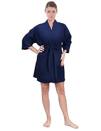 Kimono corto, a la rodilla, con textura gofrada, bata para spa o ducha, para mujer.