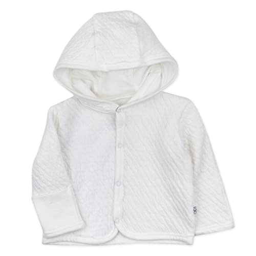 HonestBaby baby boys Organic Cotton Matelasse Snap-front Hooded Jacket Cardigan Sweater, Bright White, Newborn US at Amazon