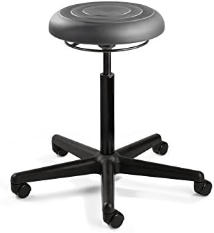 Bevco ErgoLux Jr, Mid Height Backless Stool, Black Nylon Base, Dual-Wheel Hard Floor Casters