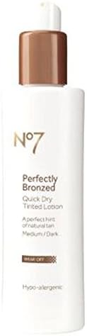 No7 Perfectly Bronzed Self Tan Quick Dry Tinted Lotion Medium/Dark - Pack of 2