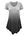 Lock and Love LL WT1051 Womens V Neck Short Sleeve Ombre Tunic Top L Black