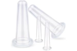 Junfamilee 4Pcs Transparent Massage Cupping Set Silicone Mini Facial Cups Face Massager Helper Skin Care Neck Back Eyes Massaging Cup