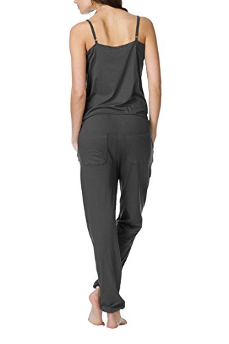 Linsery Women's Summer Spaghetti Strap Cami Top Harem Pants Grey Overalls - Thumbnail 4